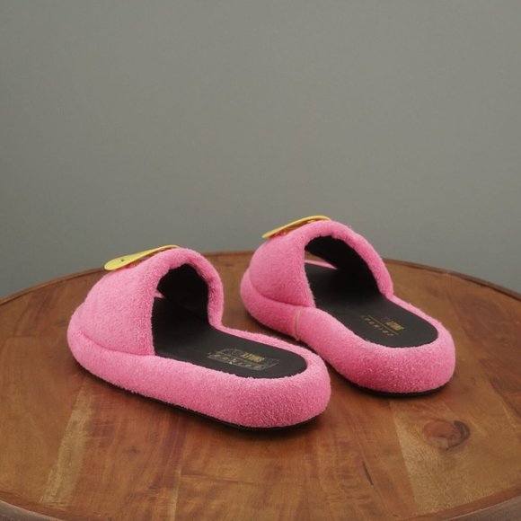 Smiley x Joshuas Womens Slide Sandals Size 39 / 9 Pink Terry Cloth Yellow Face - Picture 6 of 11